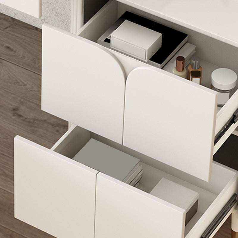 White Stone Top Vanity with Drawers 29.52" H Vanity Set with Stool