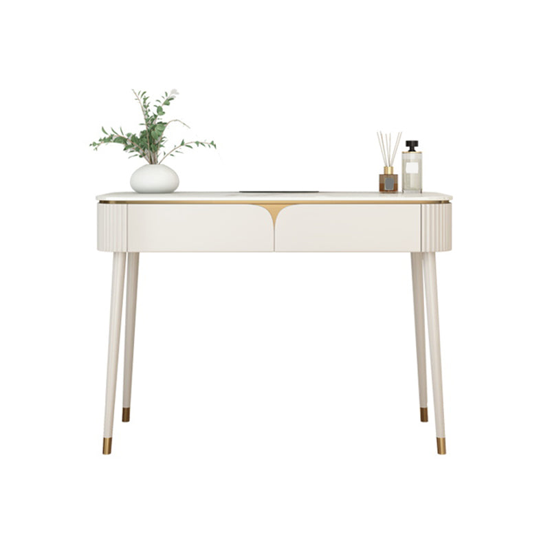 White Stone Top Vanity with Drawers 29.52" H Vanity Set with Stool