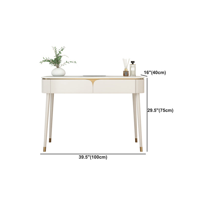 White Stone Top Vanity with Drawers 29.52" H Vanity Set with Stool