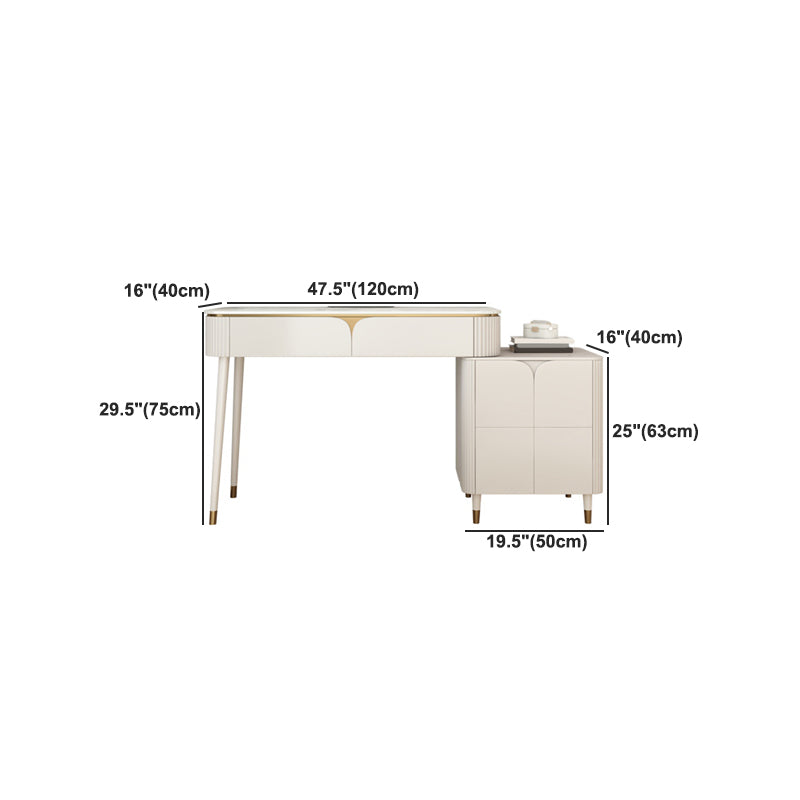 White Stone Top Vanity with Drawers 29.52" H Vanity Set with Stool