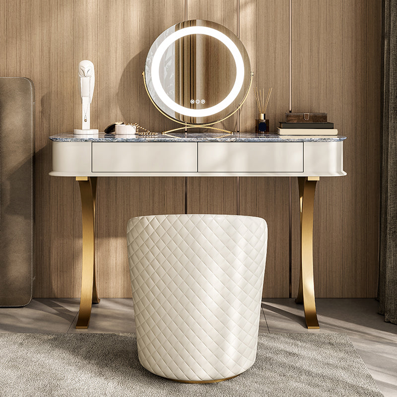 Luxurious Metal Make-up Vanity 2 Storage Drawers Vanity Table Set