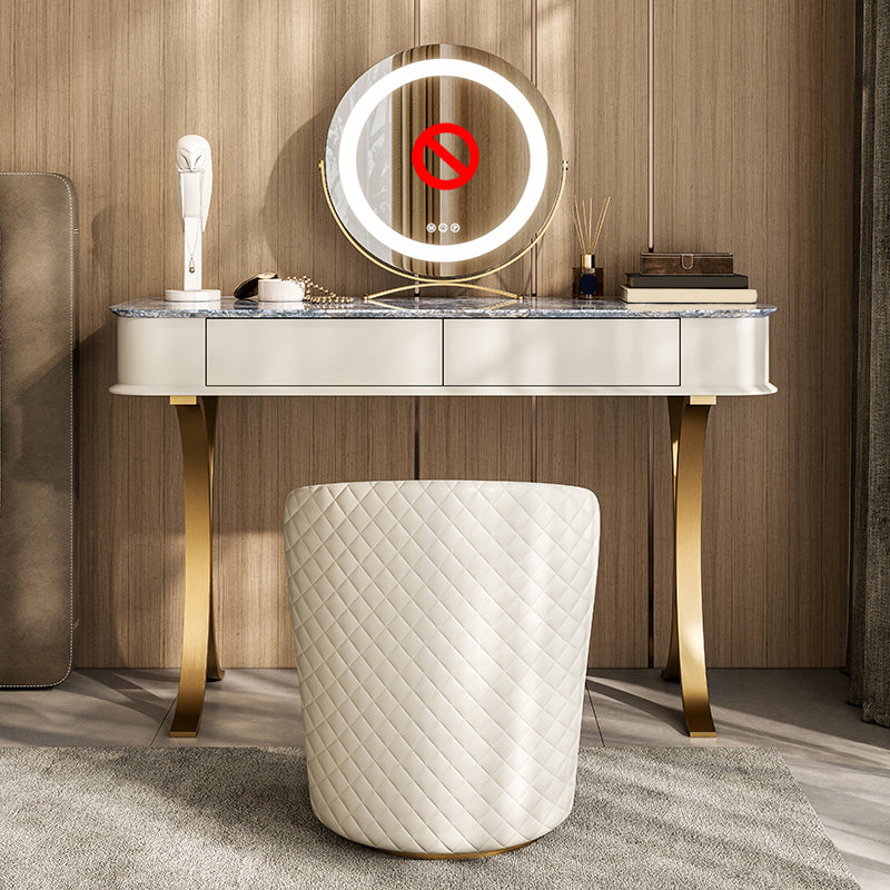 Luxurious Metal Make-up Vanity 2 Storage Drawers Vanity Table Set