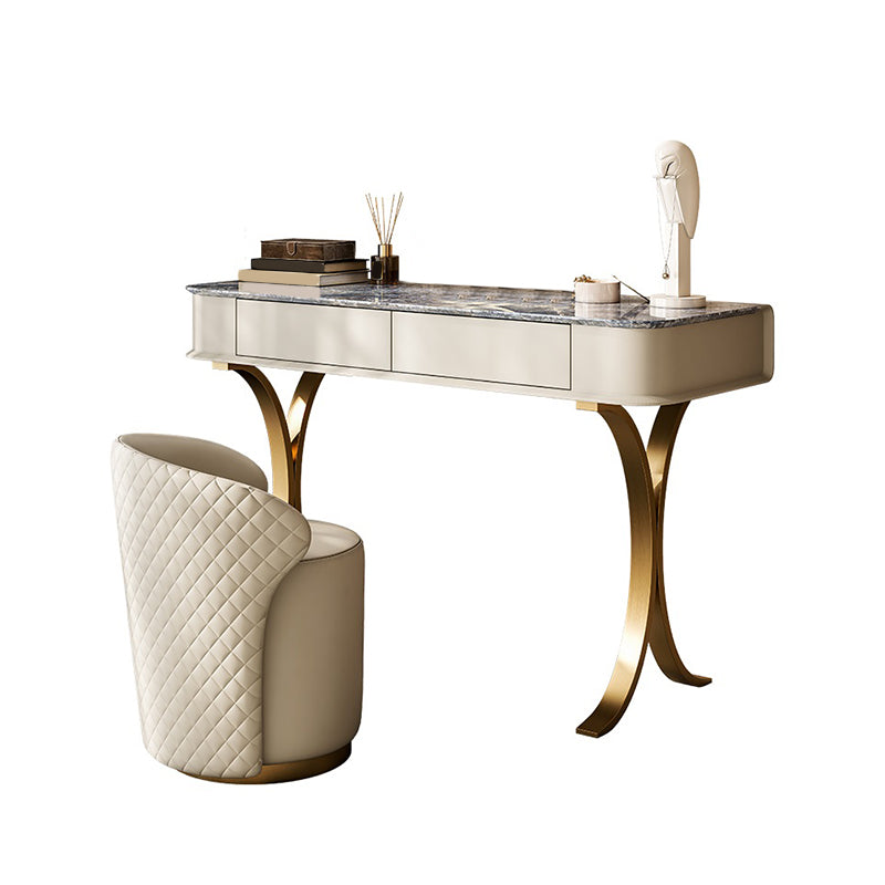 Luxurious Metal Make-up Vanity 2 Storage Drawers Vanity Table Set