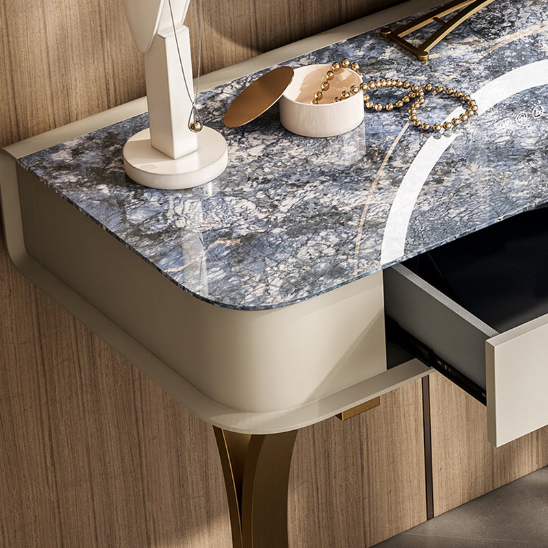 Luxurious Metal Make-up Vanity 2 Storage Drawers Vanity Table Set