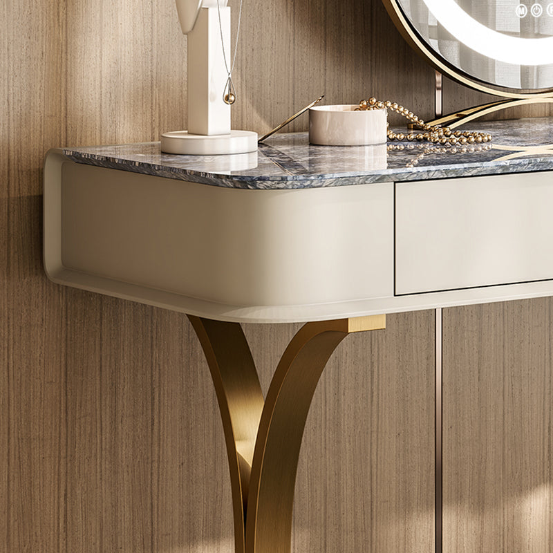 Luxurious Metal Make-up Vanity 2 Storage Drawers Vanity Table Set