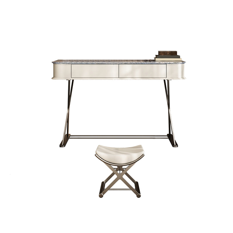 Luxurious Metal Make-up Vanity 2 Storage Drawers Vanity Table Set