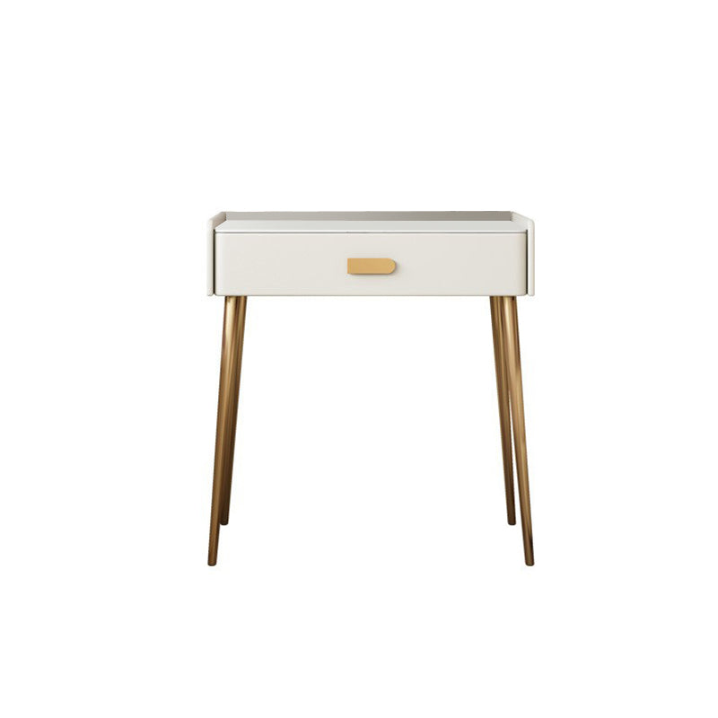 Stone Top Makeup Dressing Table in White Luxurious Metal Vanity