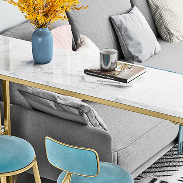 Living Room Bar Stool Table with Storage Glam Stone White Top Bistro Bar Table