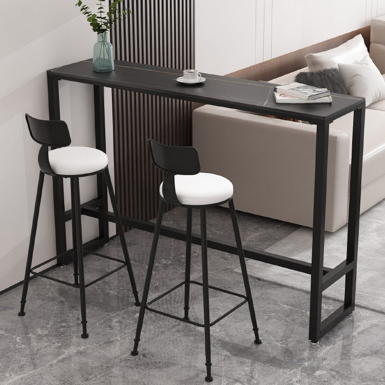 Indoor Stone and Steel Bar/Dinette Table Rectangle Industrial Trestle Bistro Bar Desk