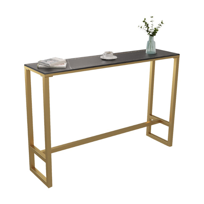 Indoor Stone and Steel Bar/Dinette Table Rectangle Industrial Trestle Bistro Bar Desk