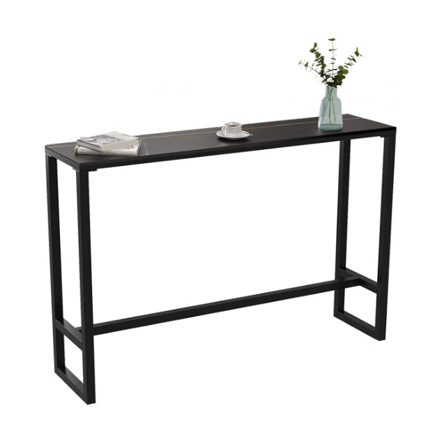 Indoor Stone and Steel Bar/Dinette Table Rectangle Industrial Trestle Bistro Bar Desk