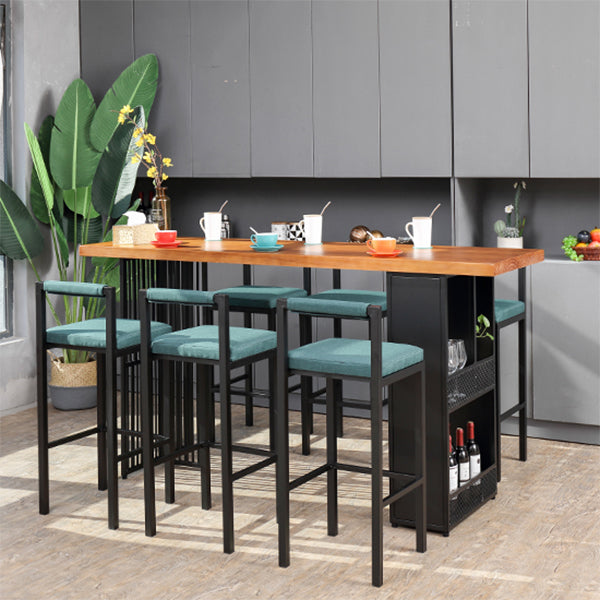 Indoor Solid Wood Bar/Dinette Table with Storage Rectangle Industrial Bar Table