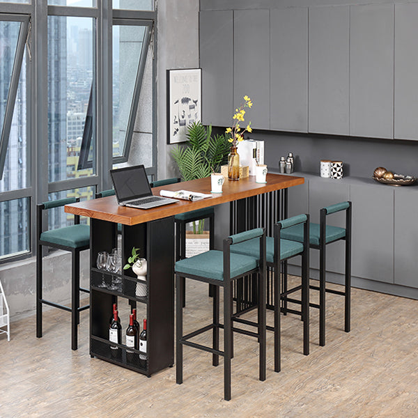 Indoor Solid Wood Bar/Dinette Table with Storage Rectangle Industrial Bar Table