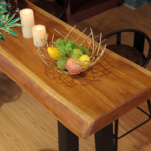 Modern Rectangle Counter Height Table Solid Wood and Metal Counter Wine Table