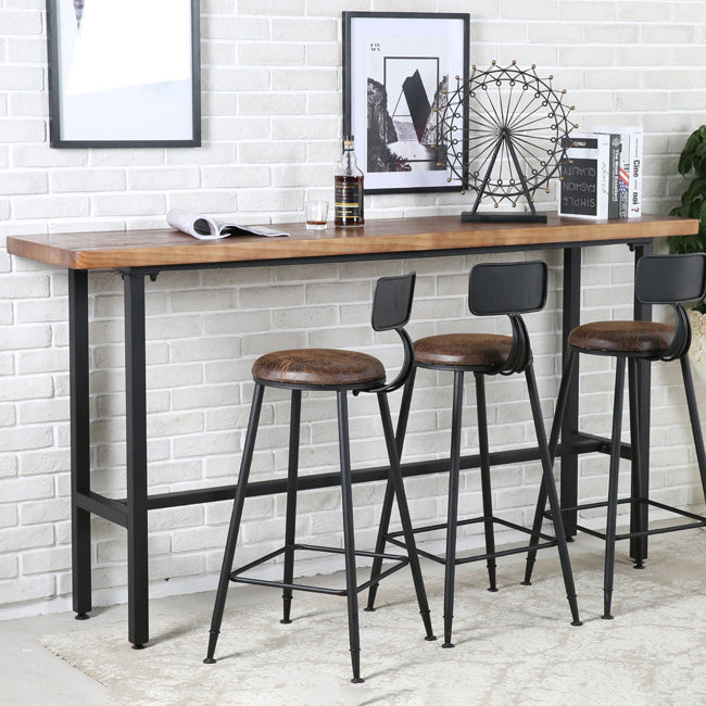 Indoor Rectangle Counter Height Table Trestle Solid Wood Natural Counter Table