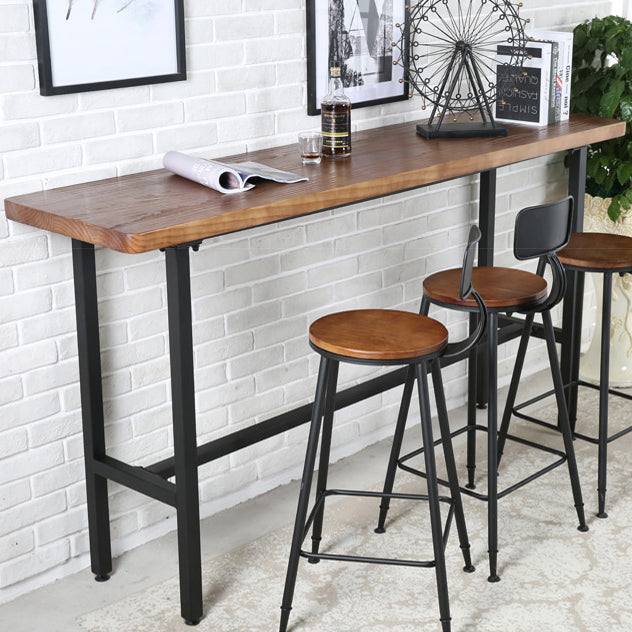 Indoor Rectangle Counter Height Table Trestle Solid Wood Natural Counter Table