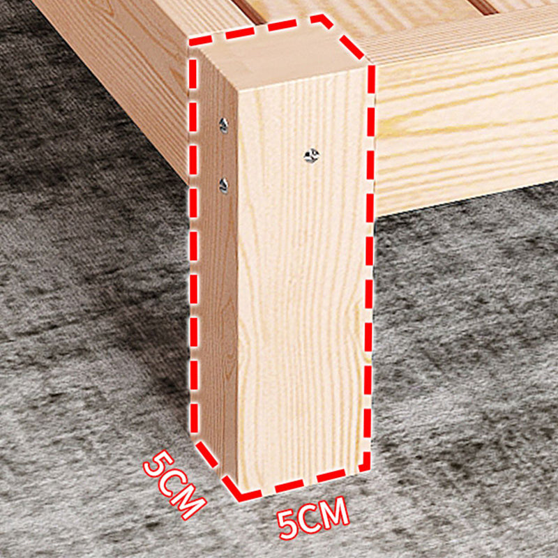 Scandinavian Solid Wood Panel Bed with Rectangular Headboard