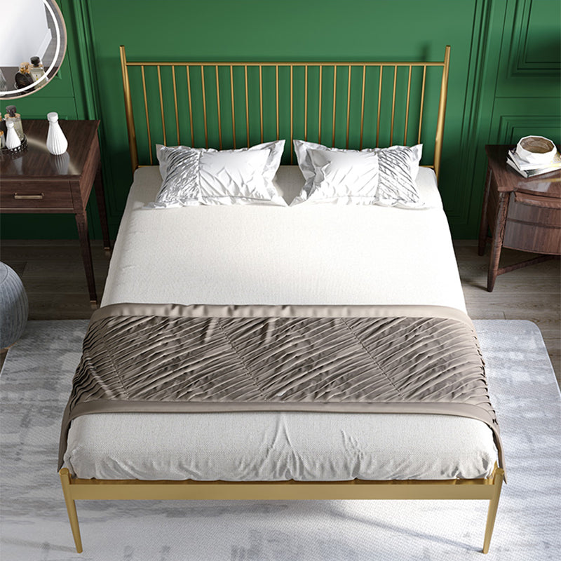 Glam Open-Frame Bed with Rectangular Headboard, Metal Standard Bed