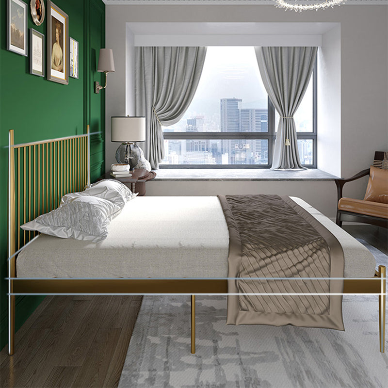 Glam Open-Frame Bed with Rectangular Headboard, Metal Standard Bed