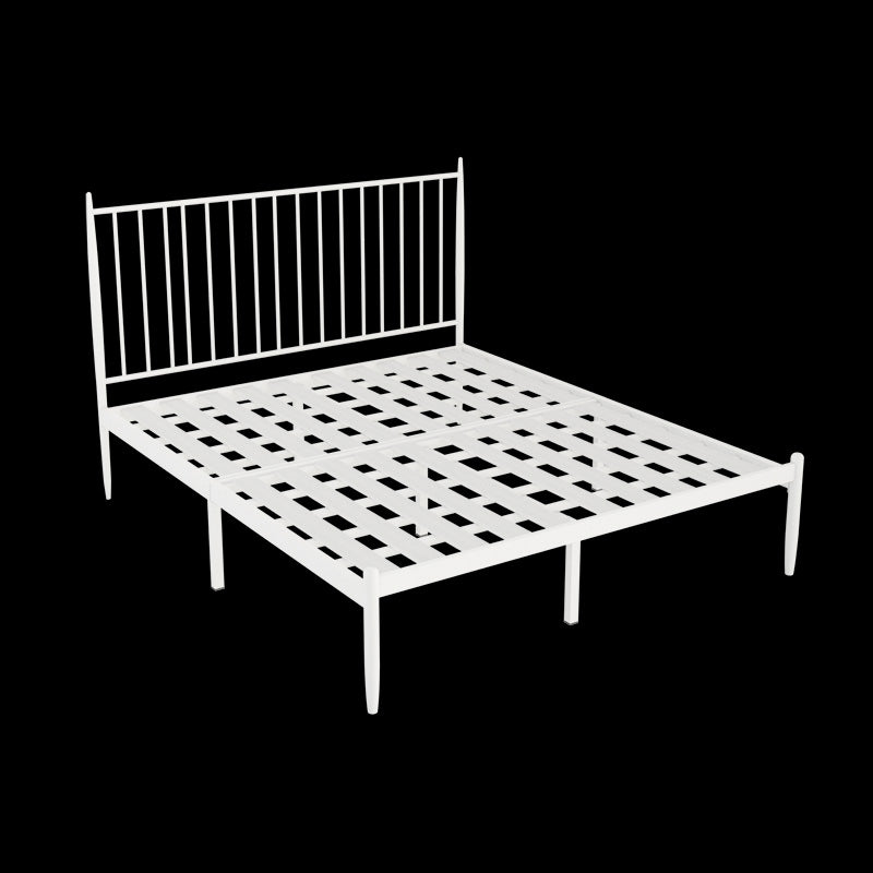 Glam Open-Frame Bed with Rectangular Headboard, Metal Standard Bed