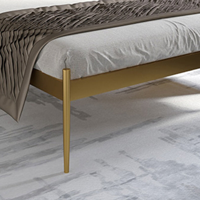 Glam Open-Frame Bed with Rectangular Headboard, Metal Standard Bed