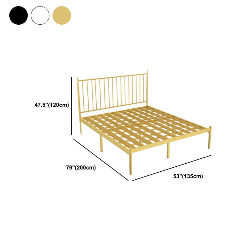 Glam Open-Frame Bed with Rectangular Headboard, Metal Standard Bed