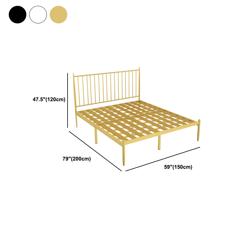 Glam Open-Frame Bed with Rectangular Headboard, Metal Standard Bed