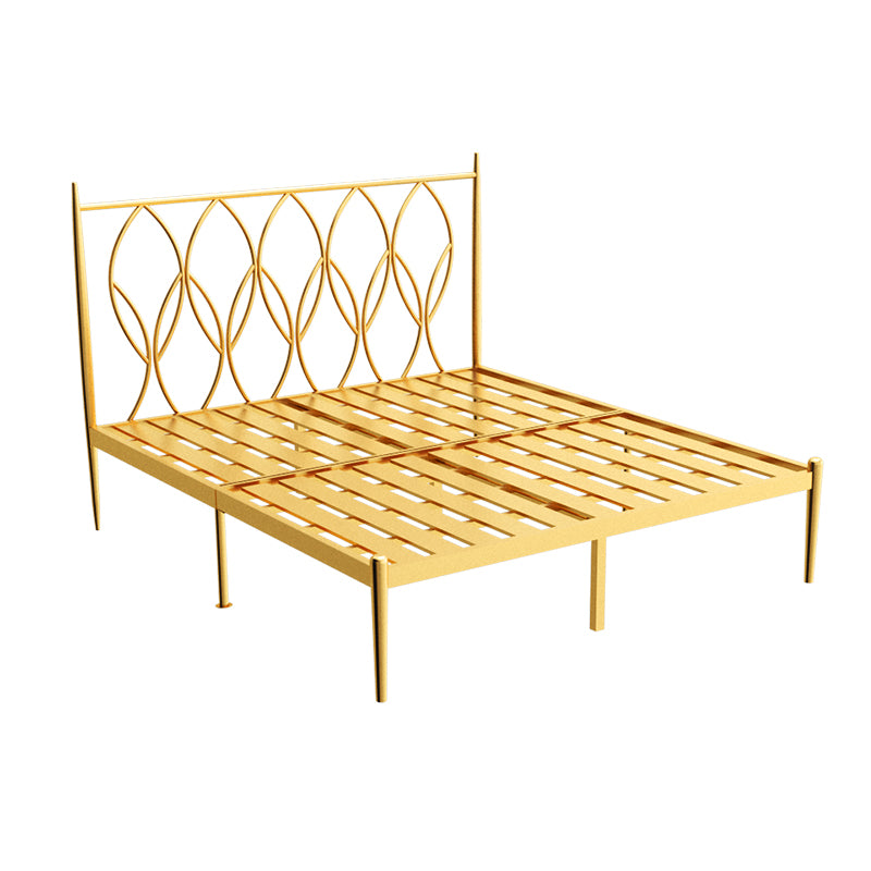 Glam 47" Tall Metal Open-Frame Bed with Rectangular Headboard