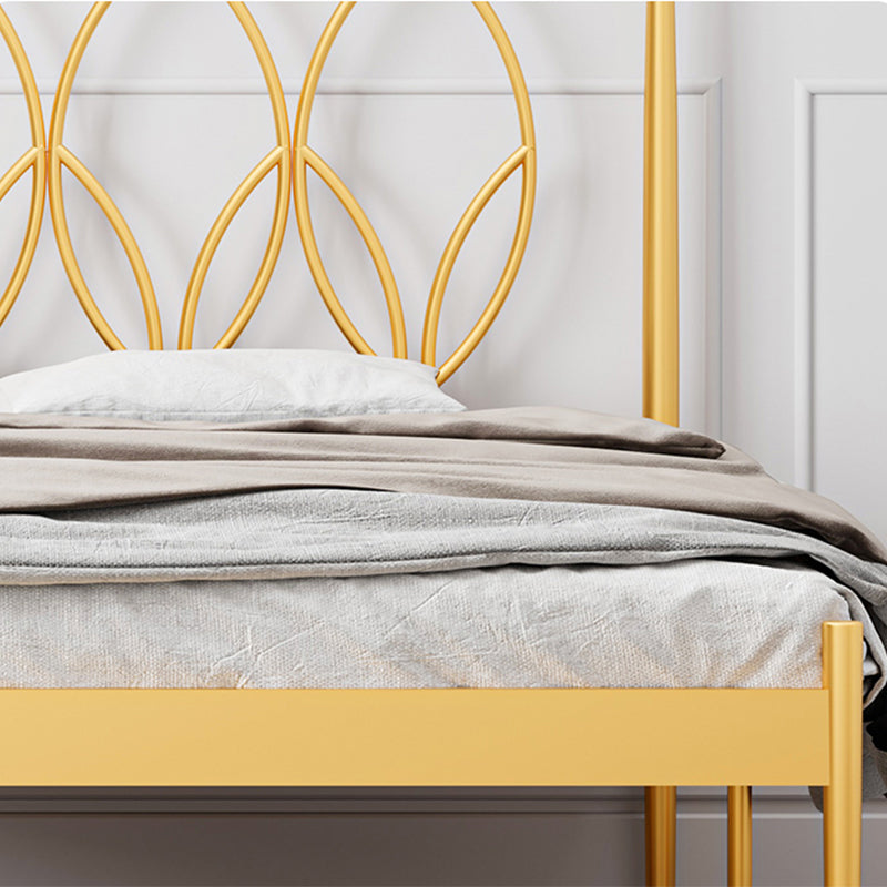 Glam 47" Tall Metal Open-Frame Bed with Rectangular Headboard