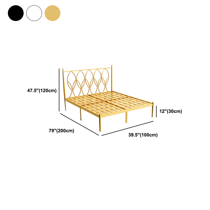 Glam 47" Tall Metal Open-Frame Bed with Rectangular Headboard