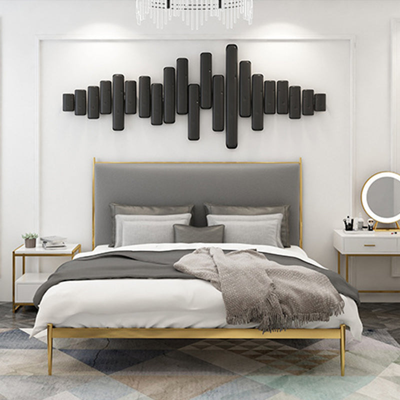 Upholstered Bed Frame Luxurious Metal Standard Bed in Gold Finish