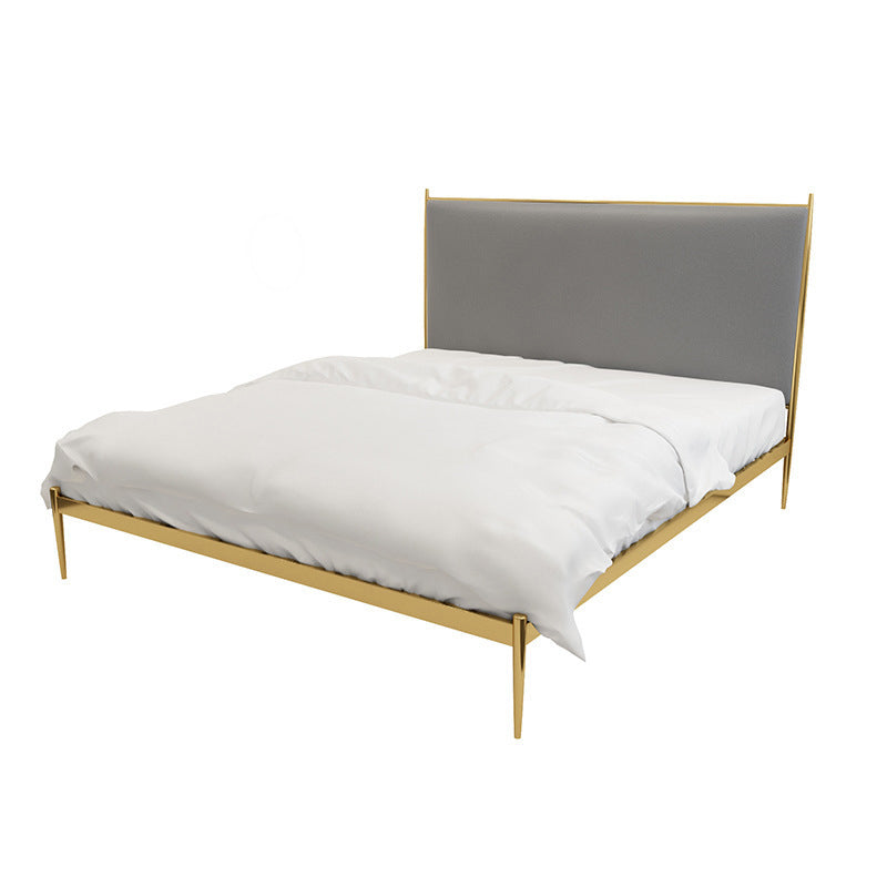 Upholstered Bed Frame Luxurious Metal Standard Bed in Gold Finish