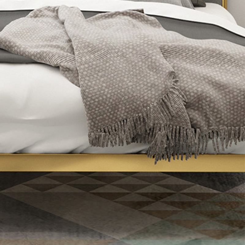 Upholstered Bed Frame Luxurious Metal Standard Bed in Gold Finish