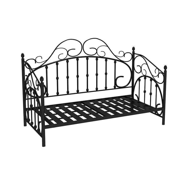 Glam Metallic Bed Frame 45" Tall Open-Frame Bed with Headboard