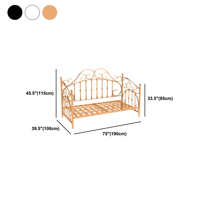 Glam Metallic Bed Frame 45" Tall Open-Frame Bed with Headboard