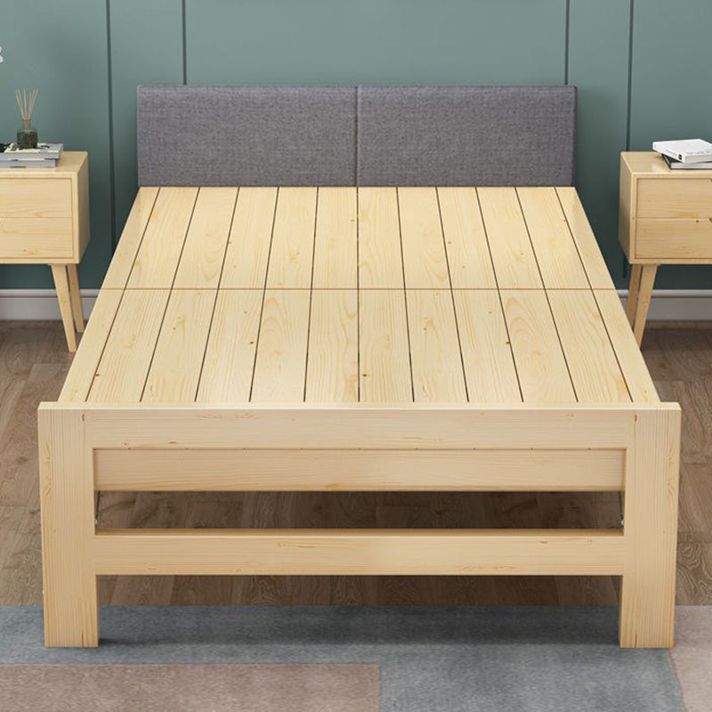 Scandinavian Wood Foldable Bed Low Profile Upholstered Bed with Mattress
