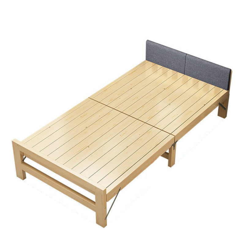 Scandinavian Wood Foldable Bed Low Profile Upholstered Bed with Mattress