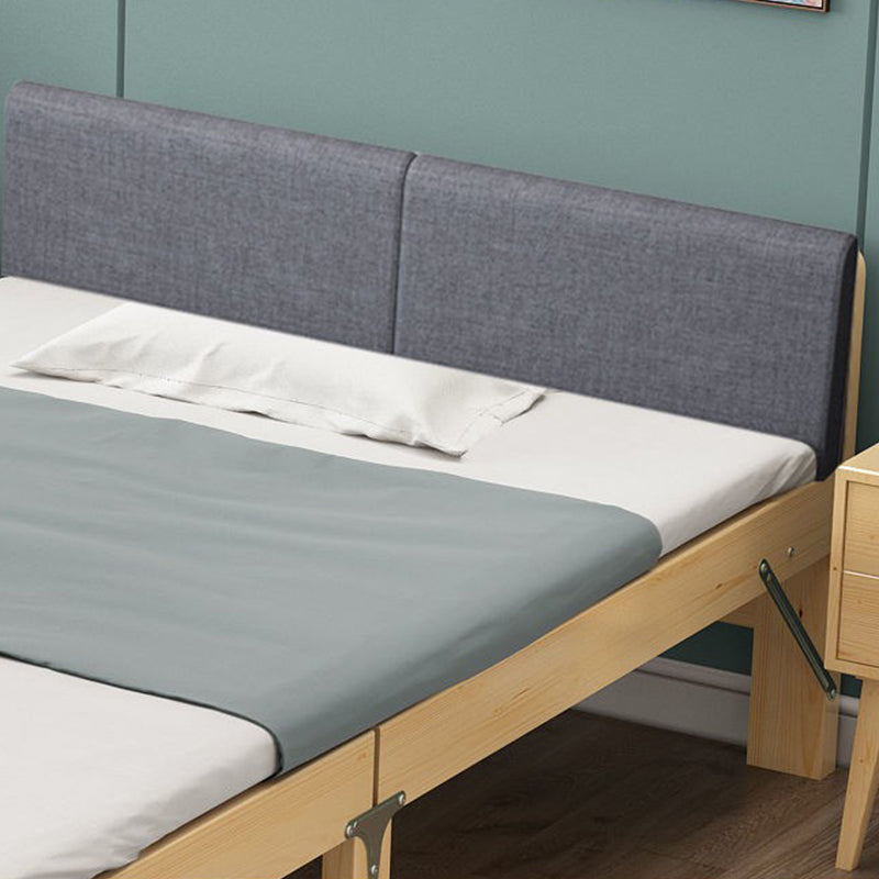 Scandinavian Wood Foldable Bed Low Profile Upholstered Bed with Mattress