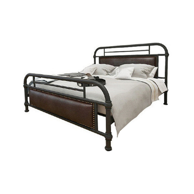 Industrial Nailhead Upholstered Bed Frame Metal 43.3" Tall Bed
