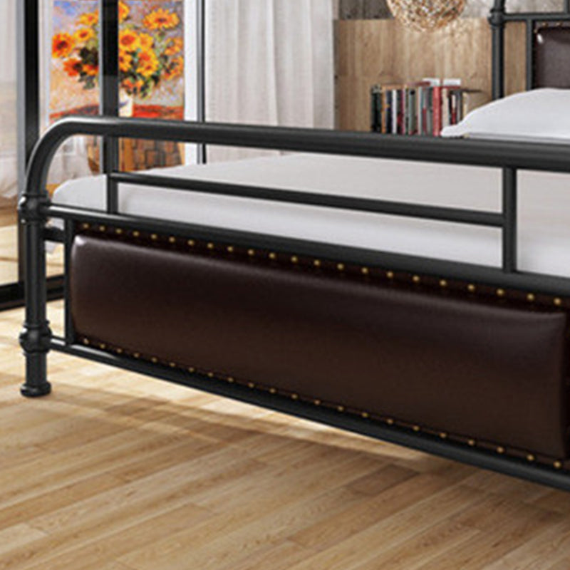 Industrial Nailhead Upholstered Bed Frame Metal 43.3" Tall Bed