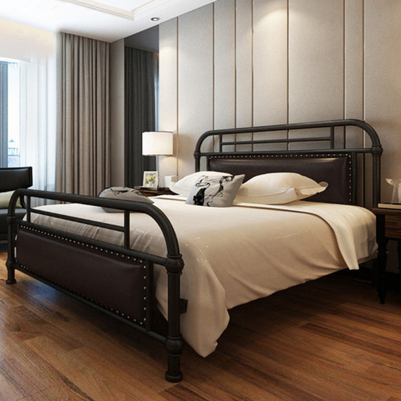 Industrial Nailhead Upholstered Bed Frame Metal 43.3" Tall Bed