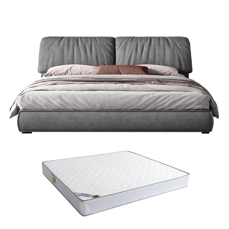 Modern Style Upholstered Headboard Grey Imitation Leather Bed