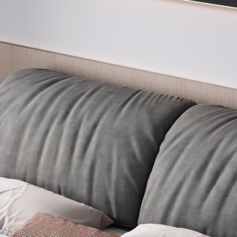 Modern Style Upholstered Headboard Grey Imitation Leather Bed