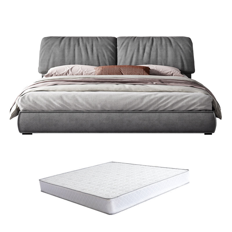 Modern Style Upholstered Headboard Grey Imitation Leather Bed