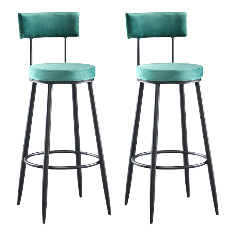 Industrial Metal Footrest Bar Chair Round Upholstered Bar Stool