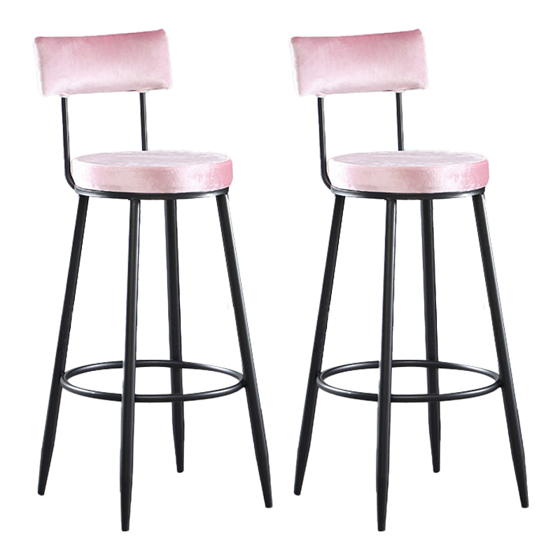 Industrial Metal Footrest Bar Chair Round Upholstered Bar Stool
