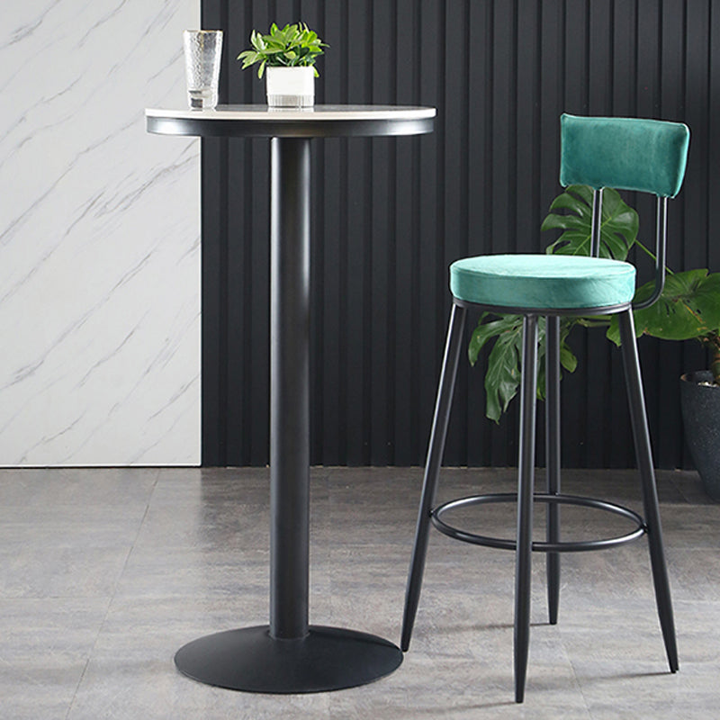 Industrial Metal Footrest Bar Chair Round Upholstered Bar Stool