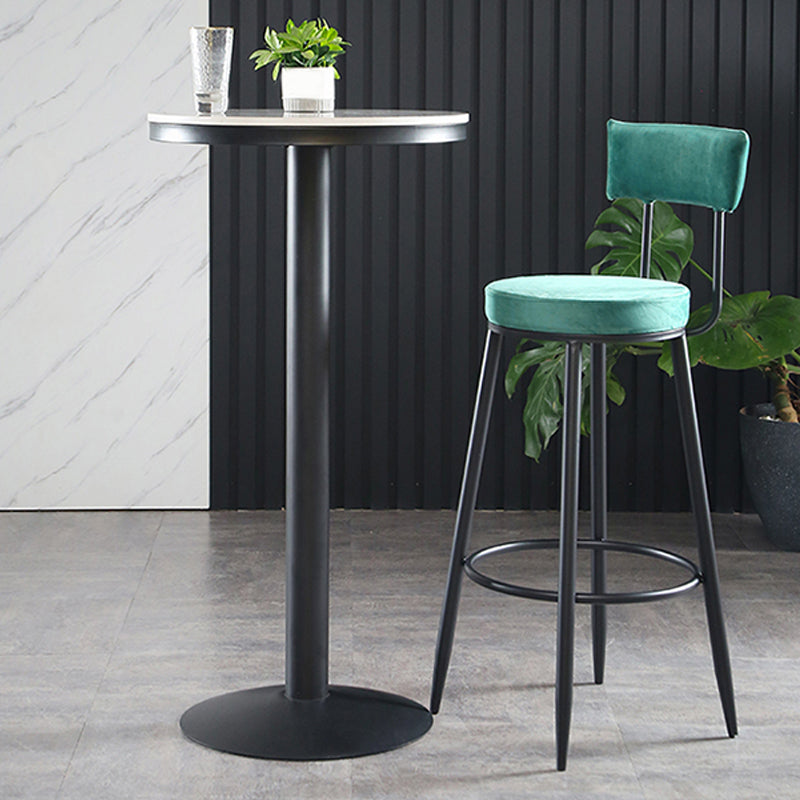 Industrial Metal Footrest Bar Chair Round Upholstered Bar Stool