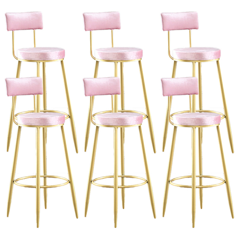 Industrial Metal Footrest Bar Chair Round Upholstered Bar Stool