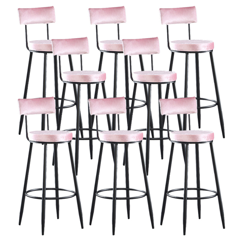 Industrial Metal Footrest Bar Chair Round Upholstered Bar Stool